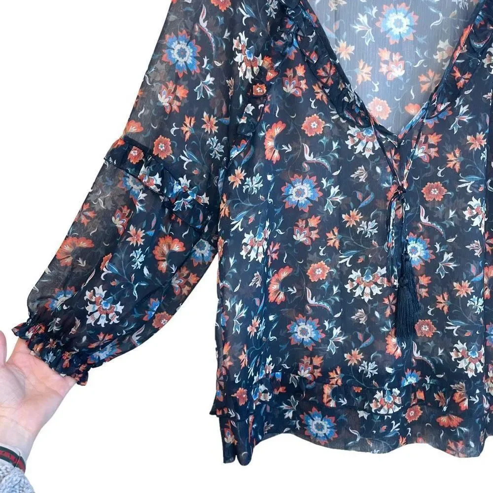 Mango Suit Collection Semi Sheer Mini Ruffle Top - Picture 4 of 9